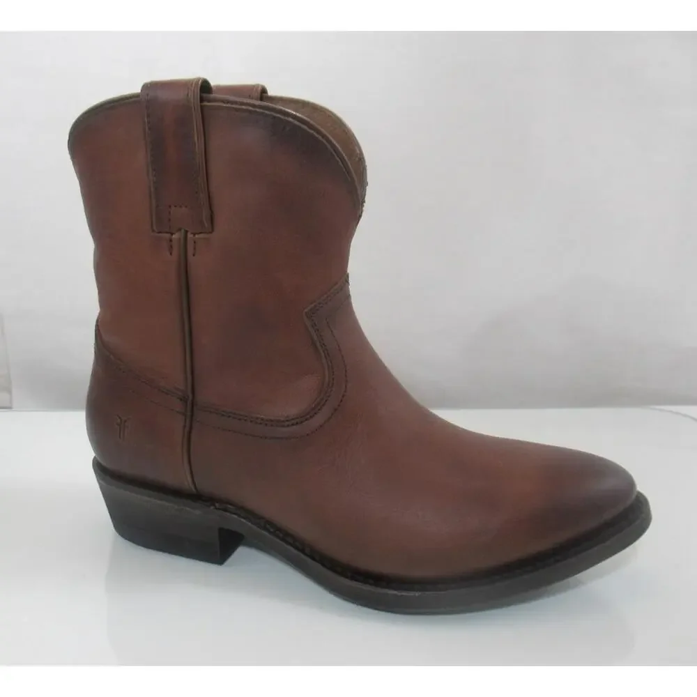 Women's Frye Billy Short Western Booties Pull On Ankle Boots Redwood Size 7.5